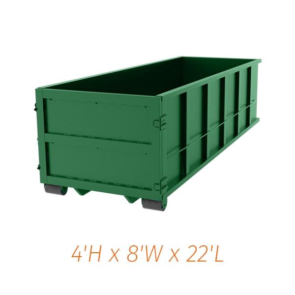 if you need to extend your rental period for our 20-yard dumpsters, please contact us as soon as possible so we can arrange for continued service